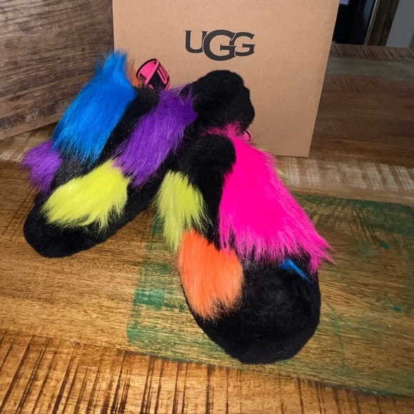 Ugg Fluff Yeah party spots multi colored Slippers. Sling back SZ. 7. NWT NIB - Picture 7 of 10